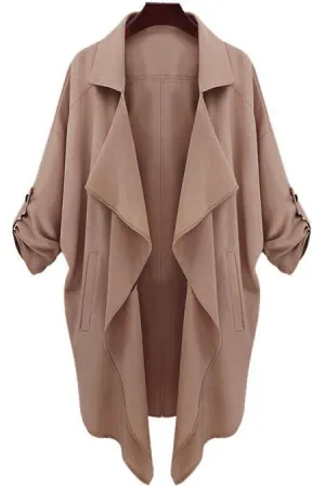 Cuff Sleeve Collared Cape Coat