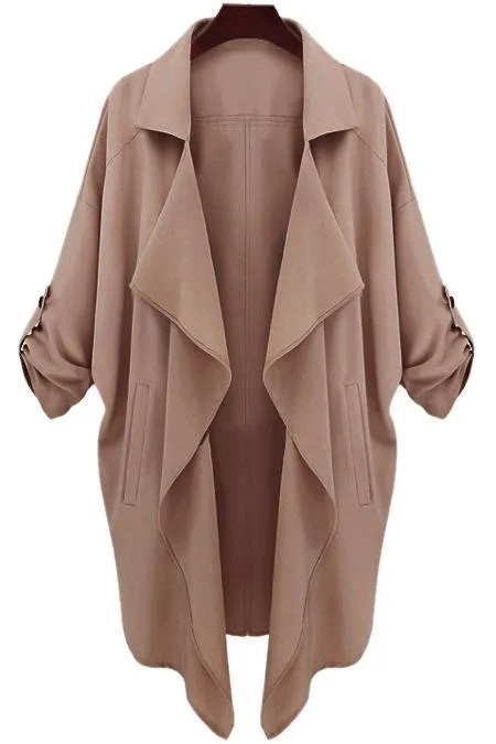 Cuff Sleeve Collared Cape Coat