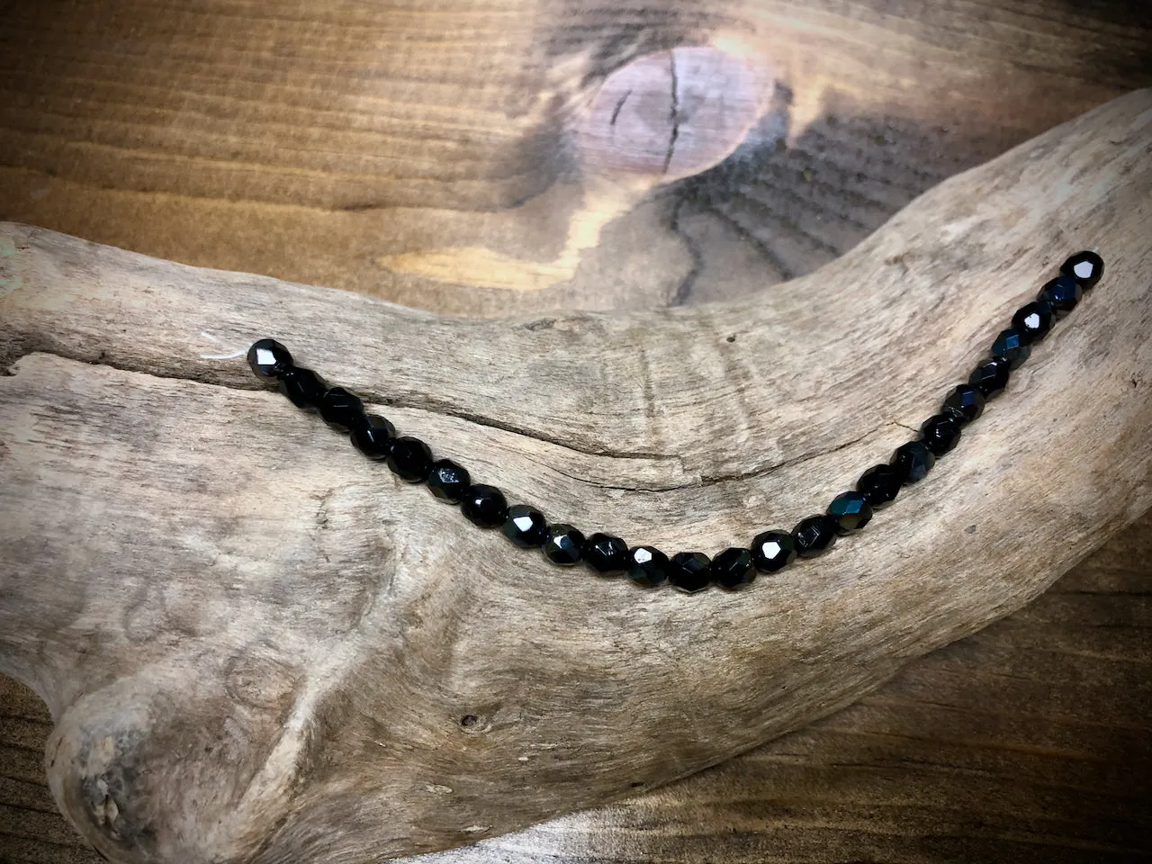 Czech Glass Fire Polished Bead Strand - Faceted Rounds - 5mm - 5”