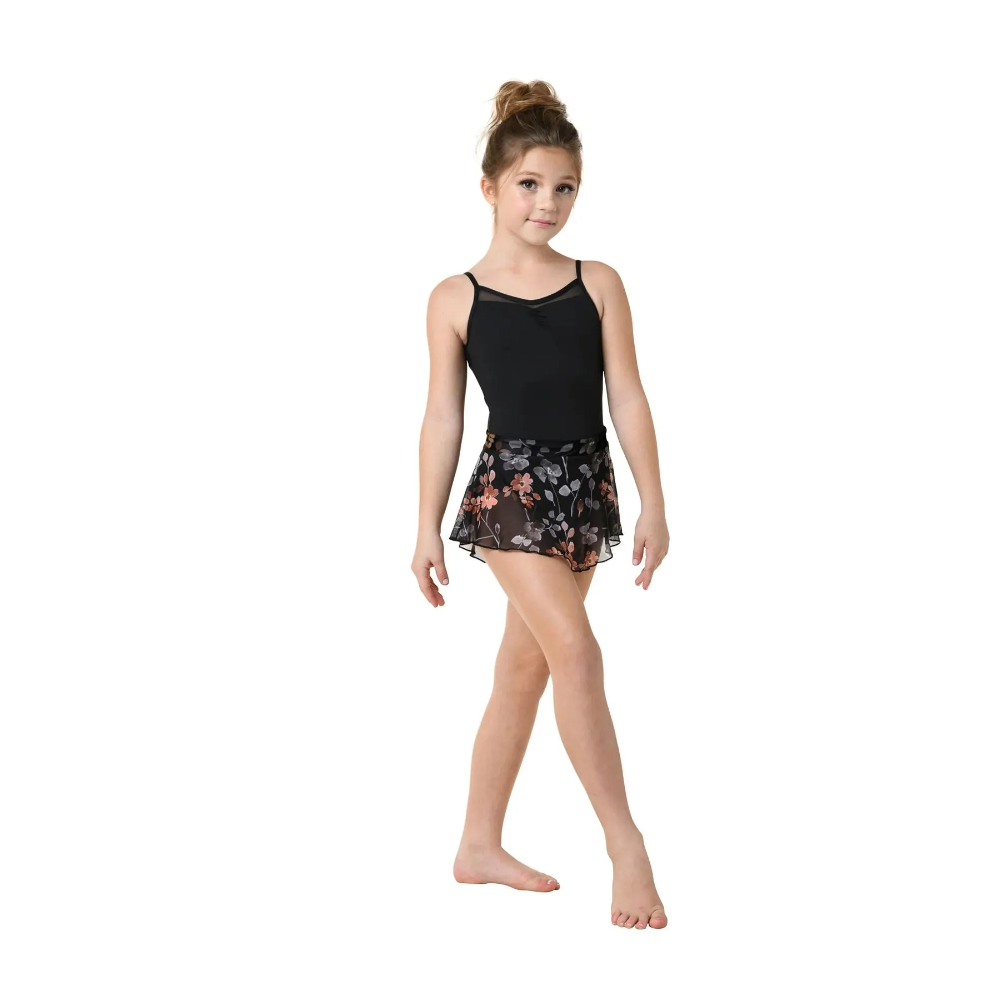 Danznmotion 22404C Girls Floral Circle Skirt
