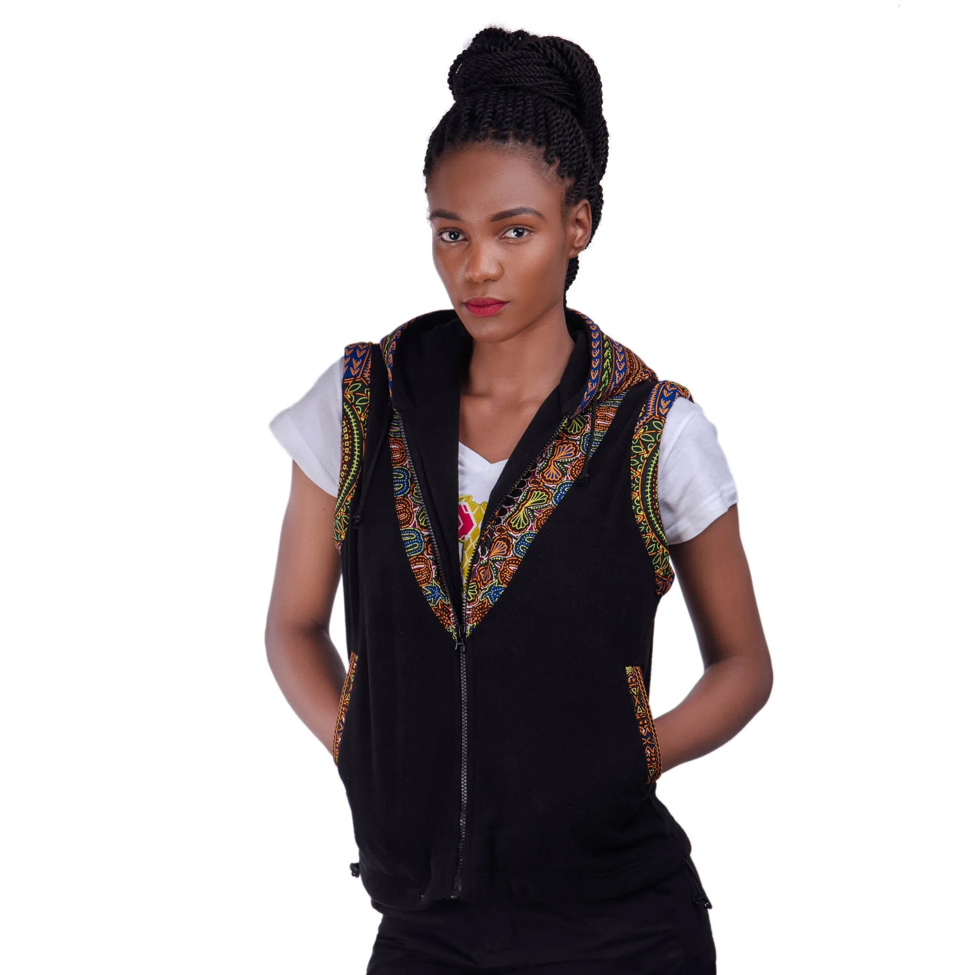 Dashiki Sleeveless Fleece Jacket