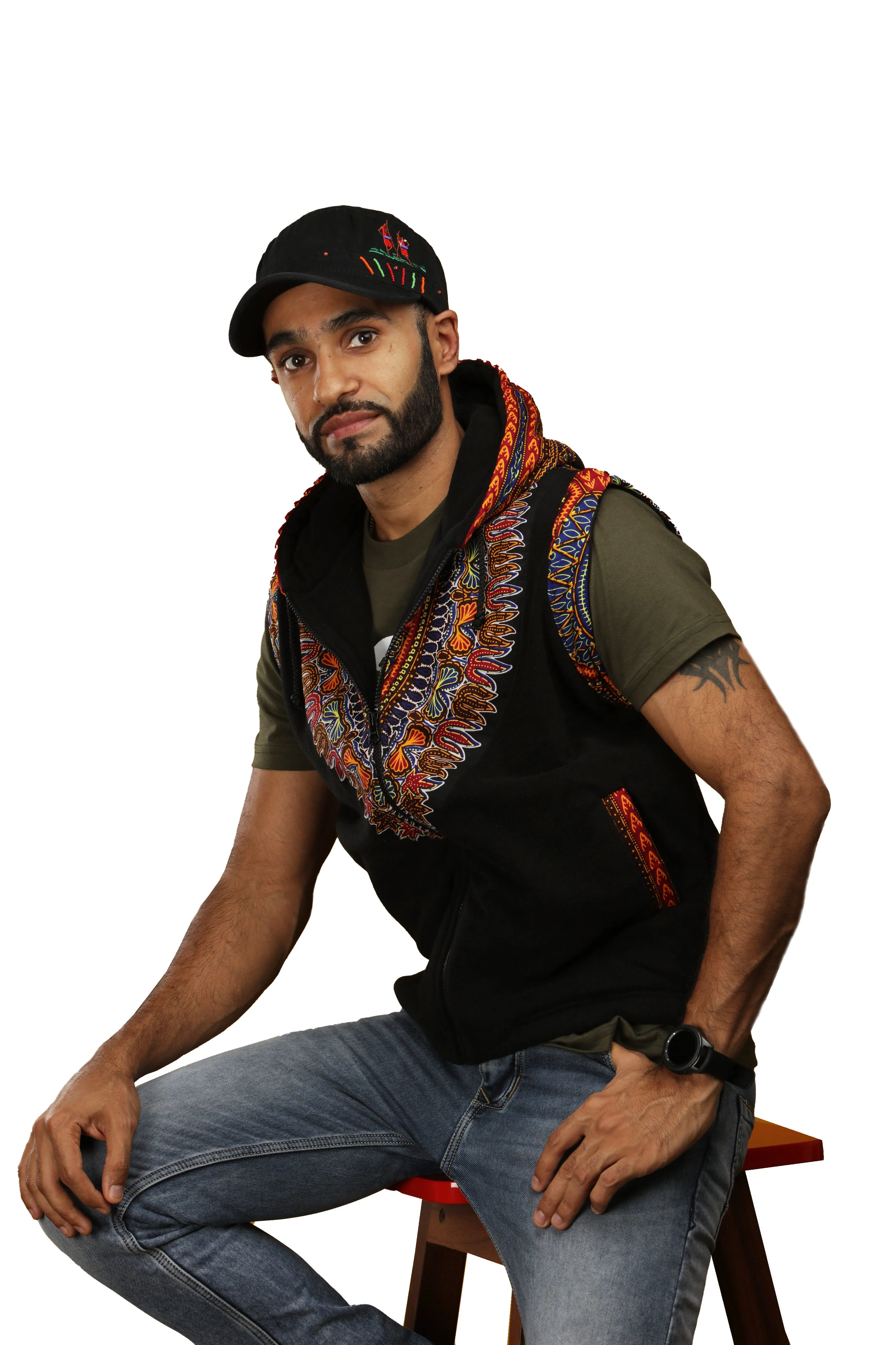 Dashiki Sleeveless Fleece Jacket