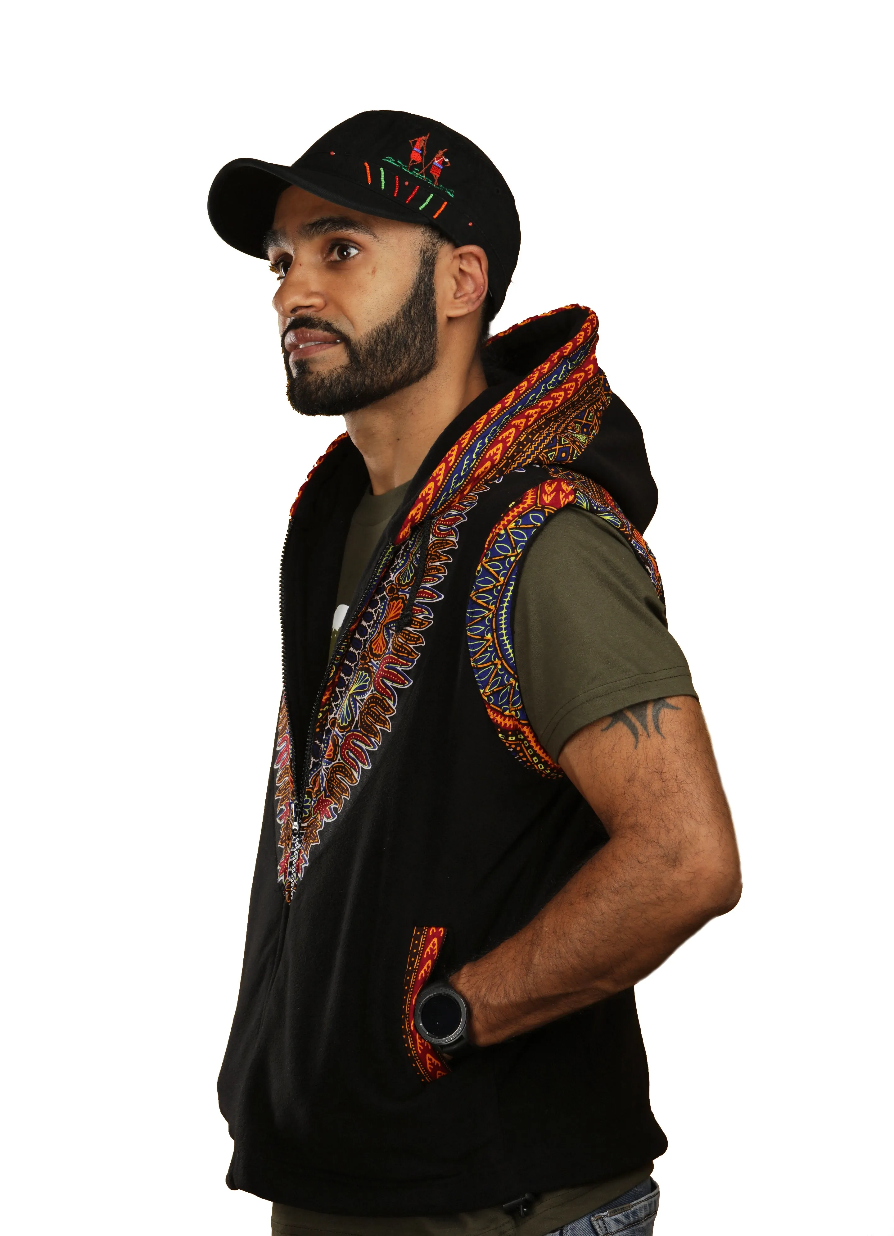 Dashiki Sleeveless Fleece Jacket