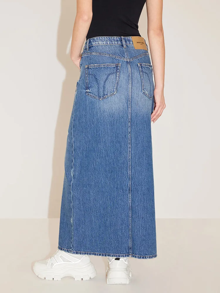 Denim Slit Maxi Skirt
