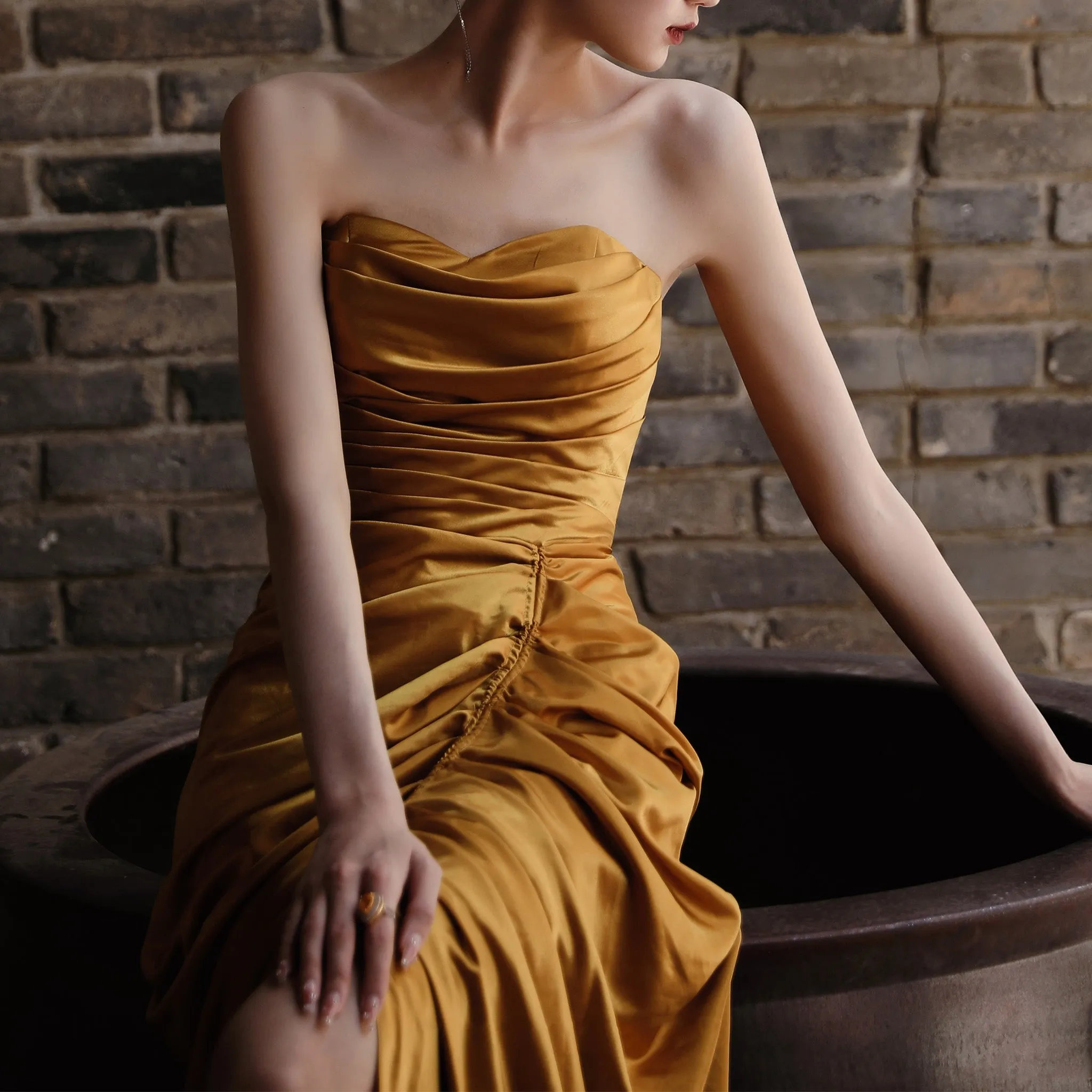 Detachable Off Shoulder Formal Gown Party Dress with Leg Slit