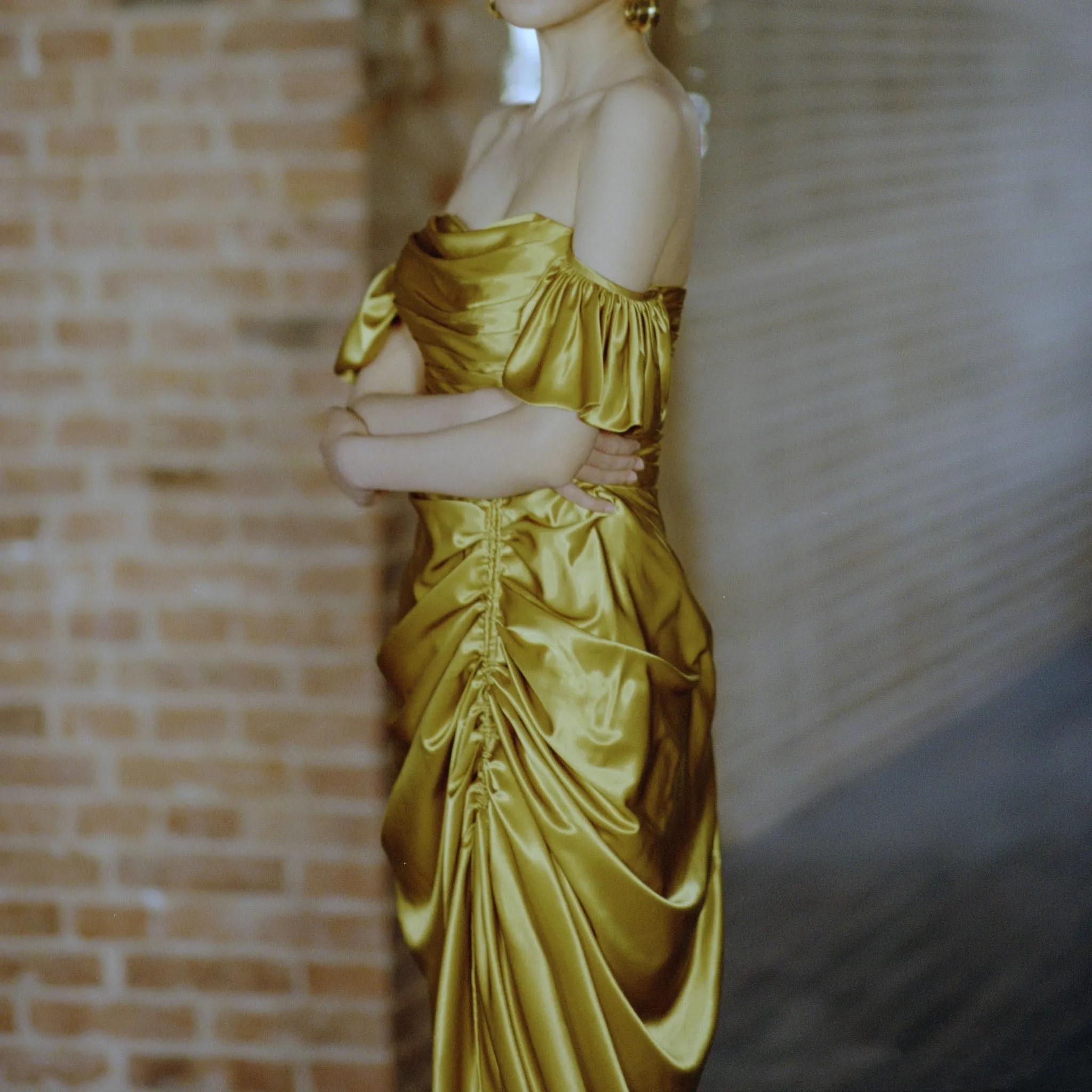 Detachable Off Shoulder Formal Gown Party Dress with Leg Slit