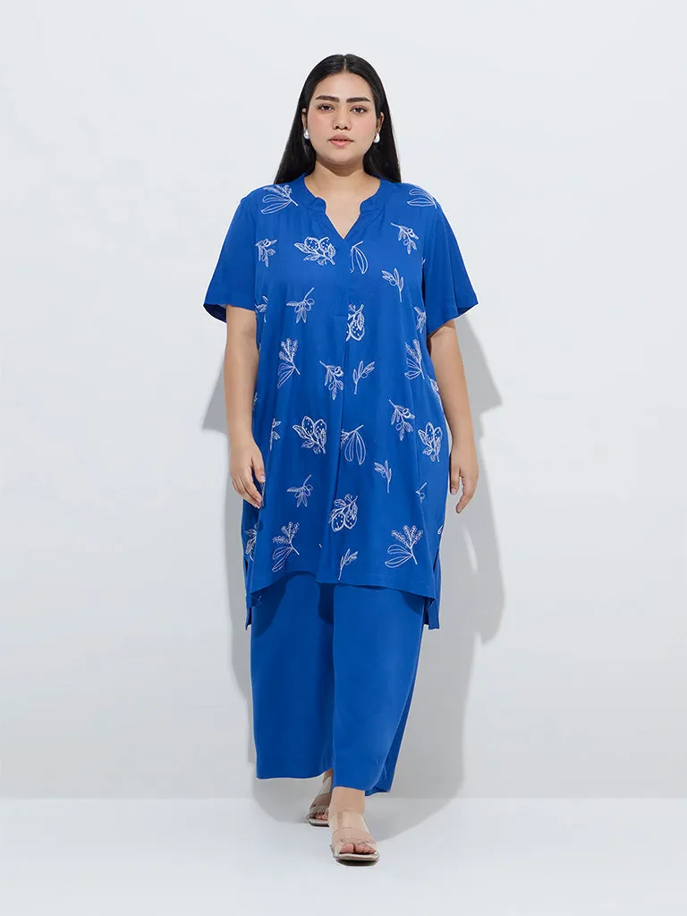Diza Blue Solid Palazzos