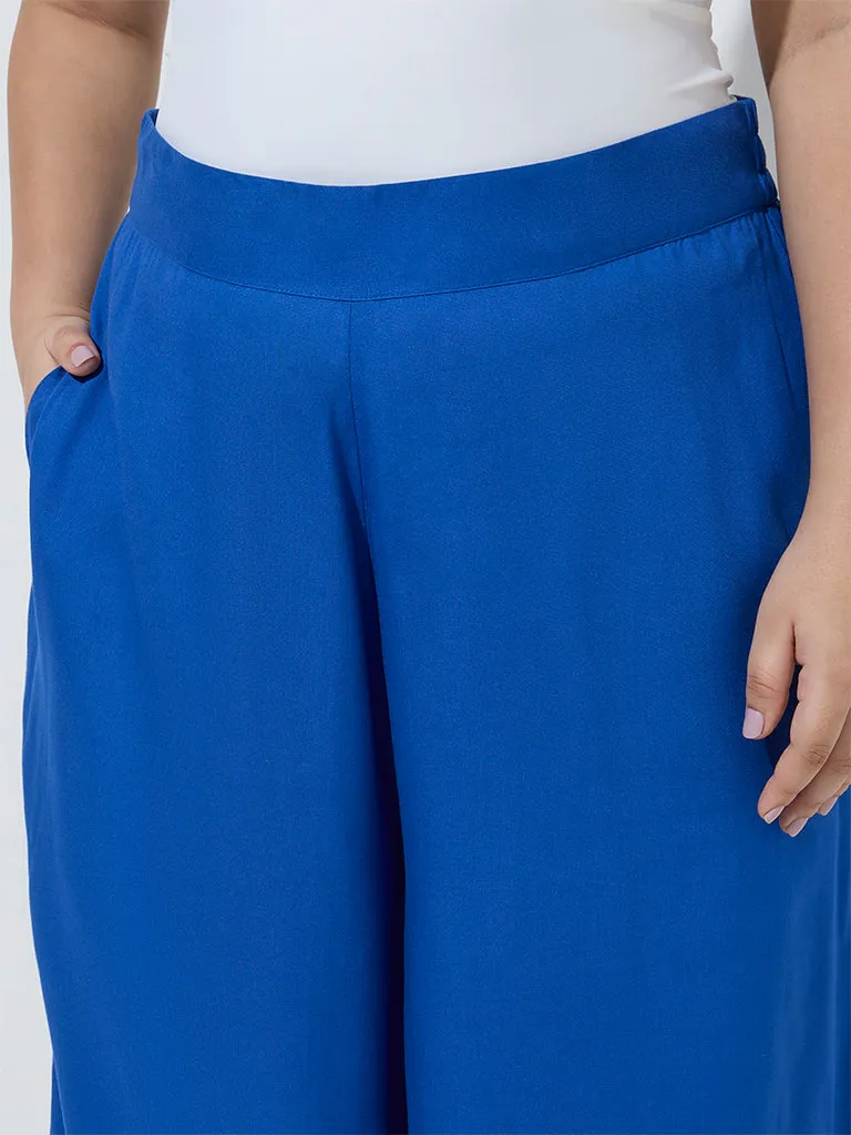 Diza Blue Solid Palazzos