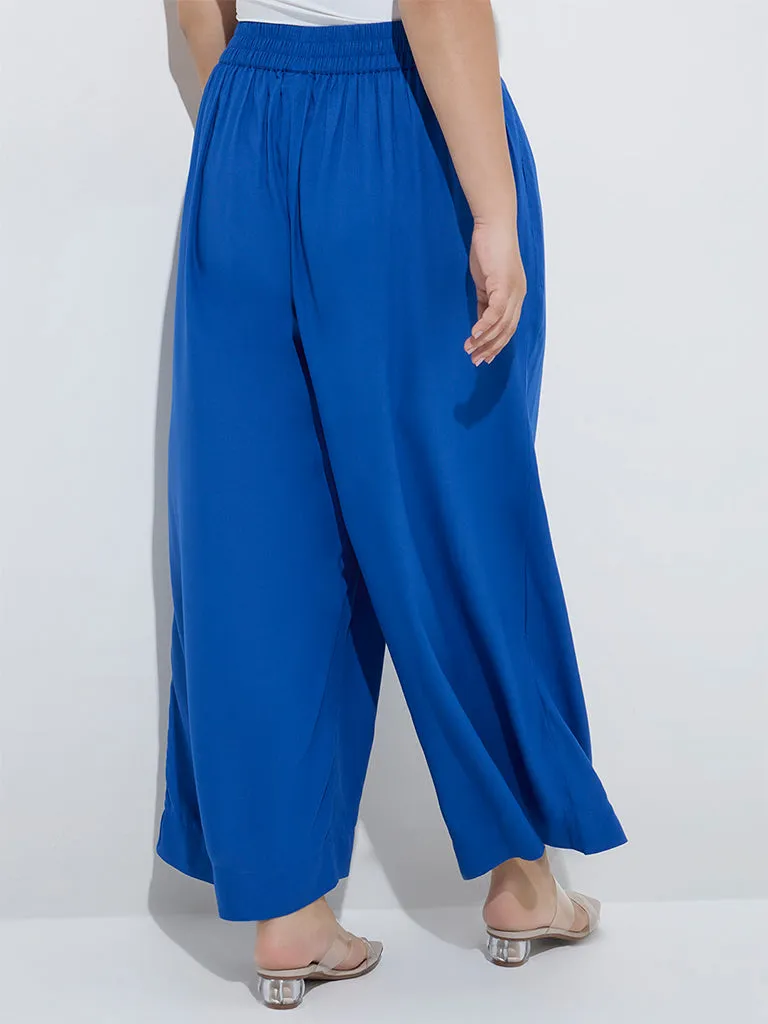 Diza Blue Solid Palazzos