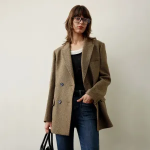 Double-Breasted Herringbone Blazer