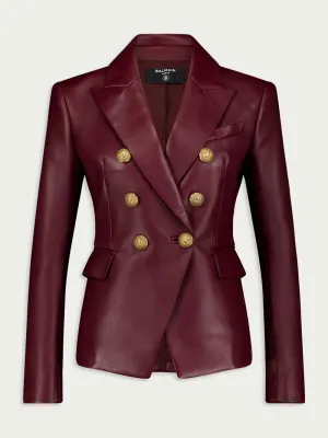 Double-Breasted Leather Blazer