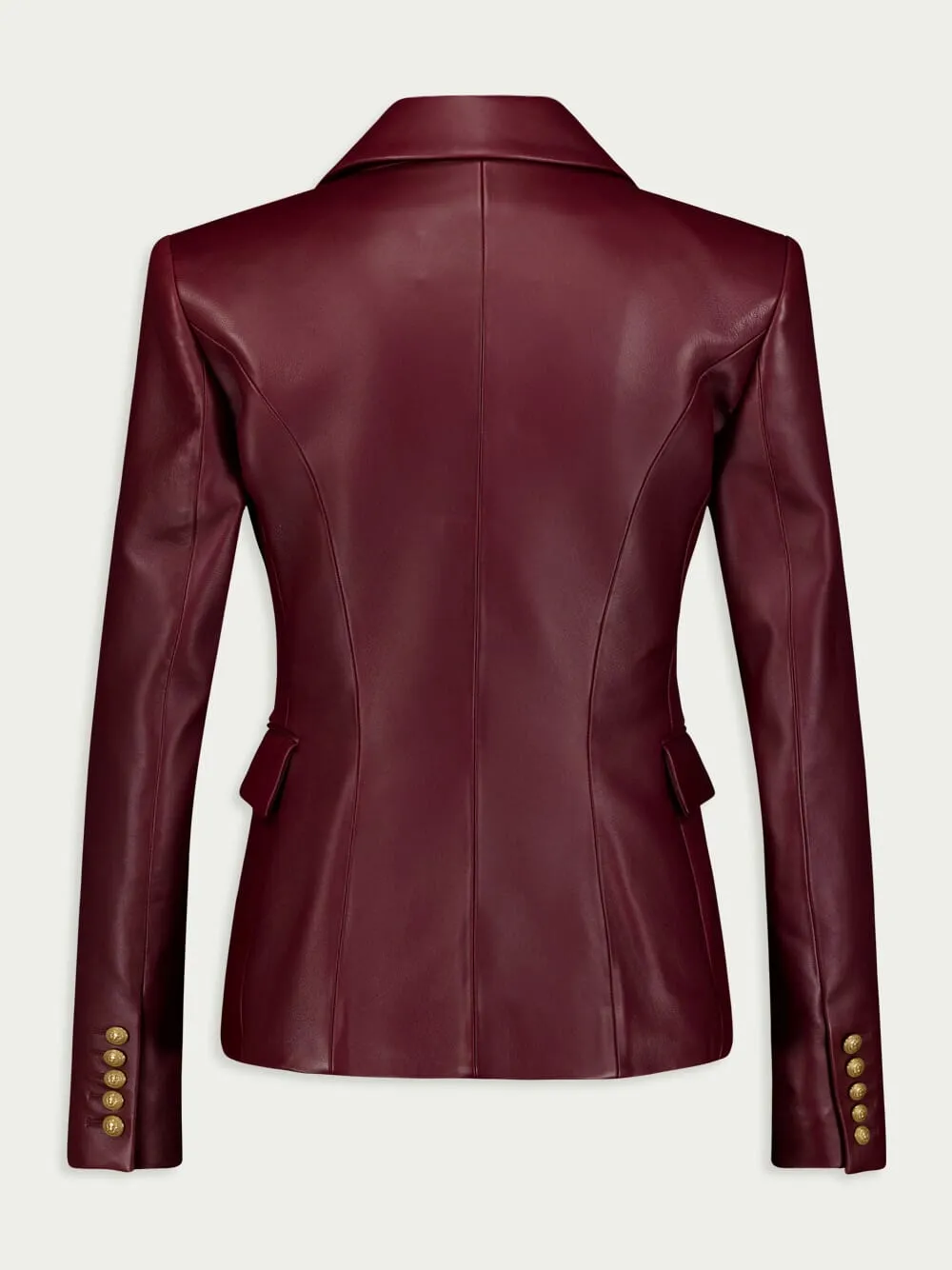Double-Breasted Leather Blazer