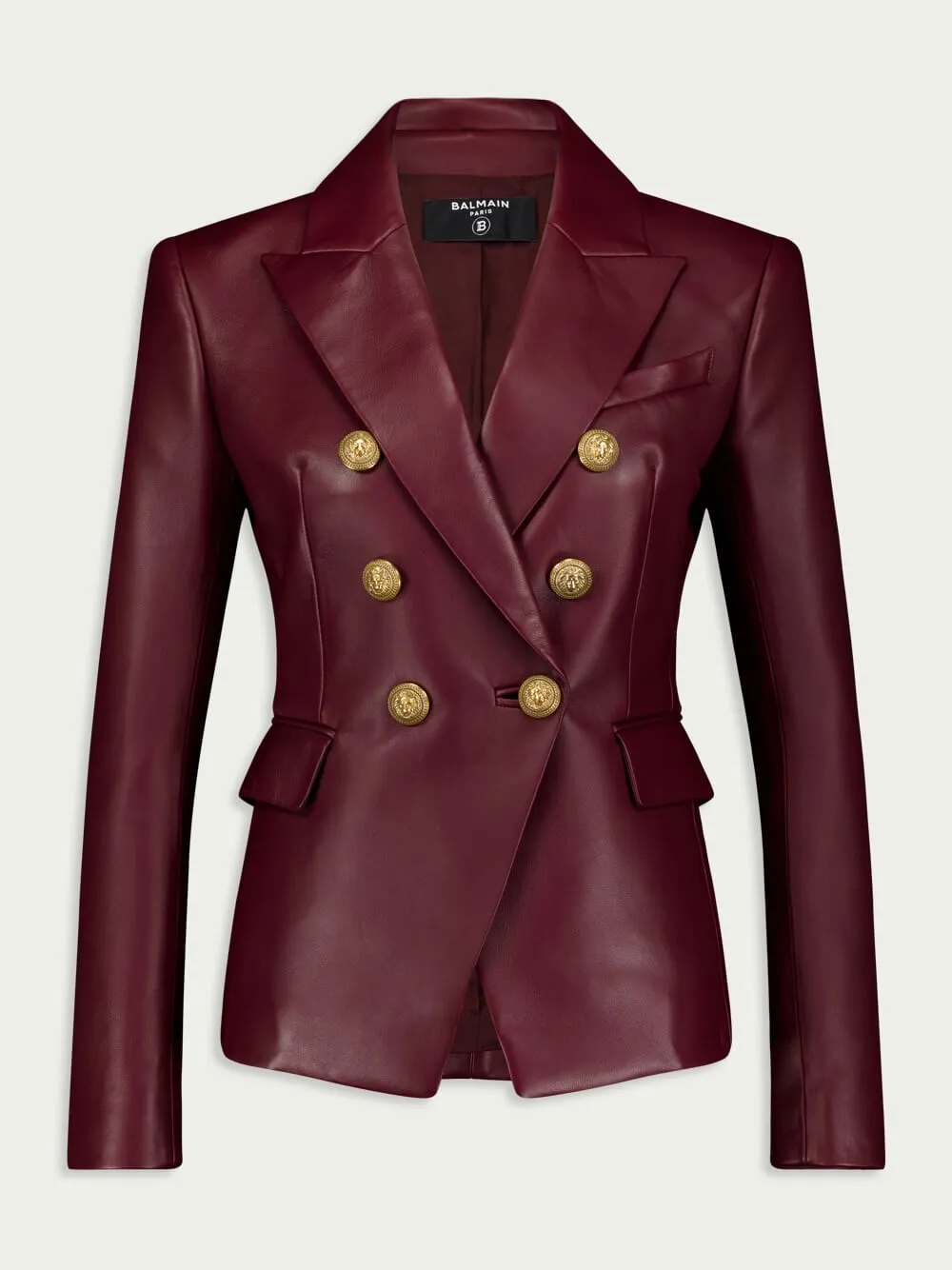 Double-Breasted Leather Blazer