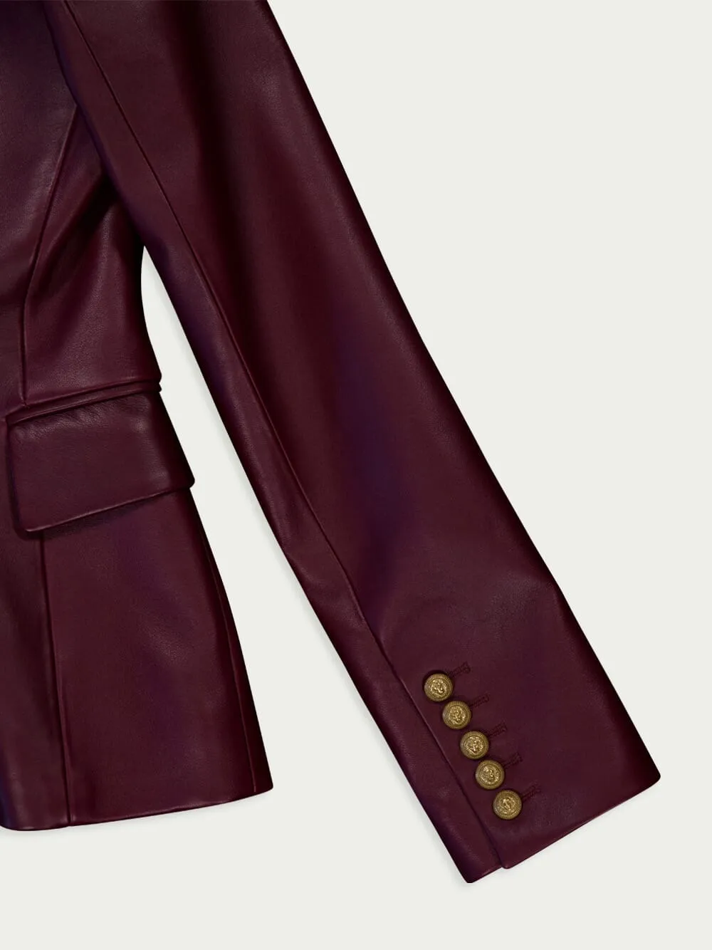 Double-Breasted Leather Blazer