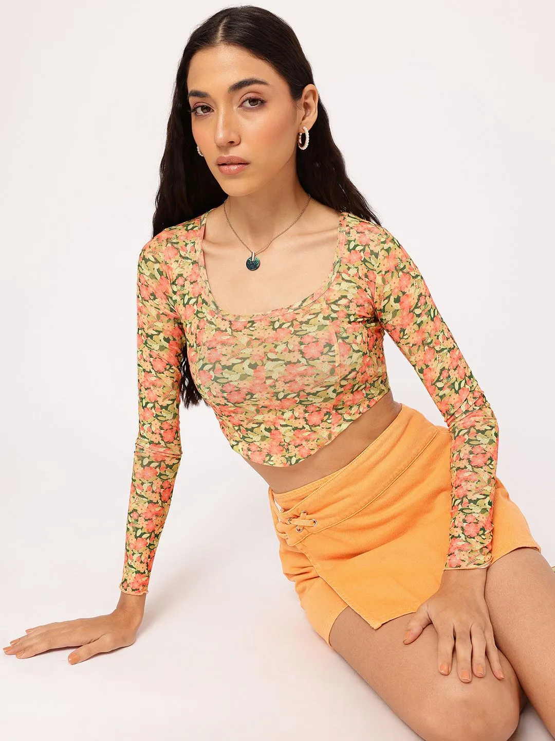 DressBerry K-Street Fever Floral Printed Crop Corset Top