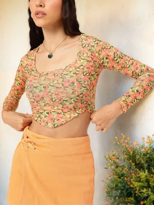 DressBerry K-Street Fever Floral Printed Crop Corset Top