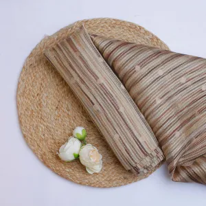 Dusky Brown Organza Fabric With Stripes Patterns