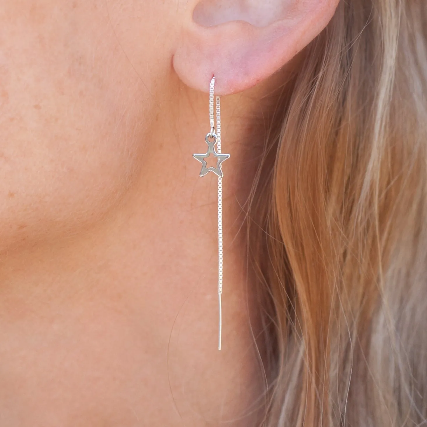 Earring Threader Star Sterling Silver