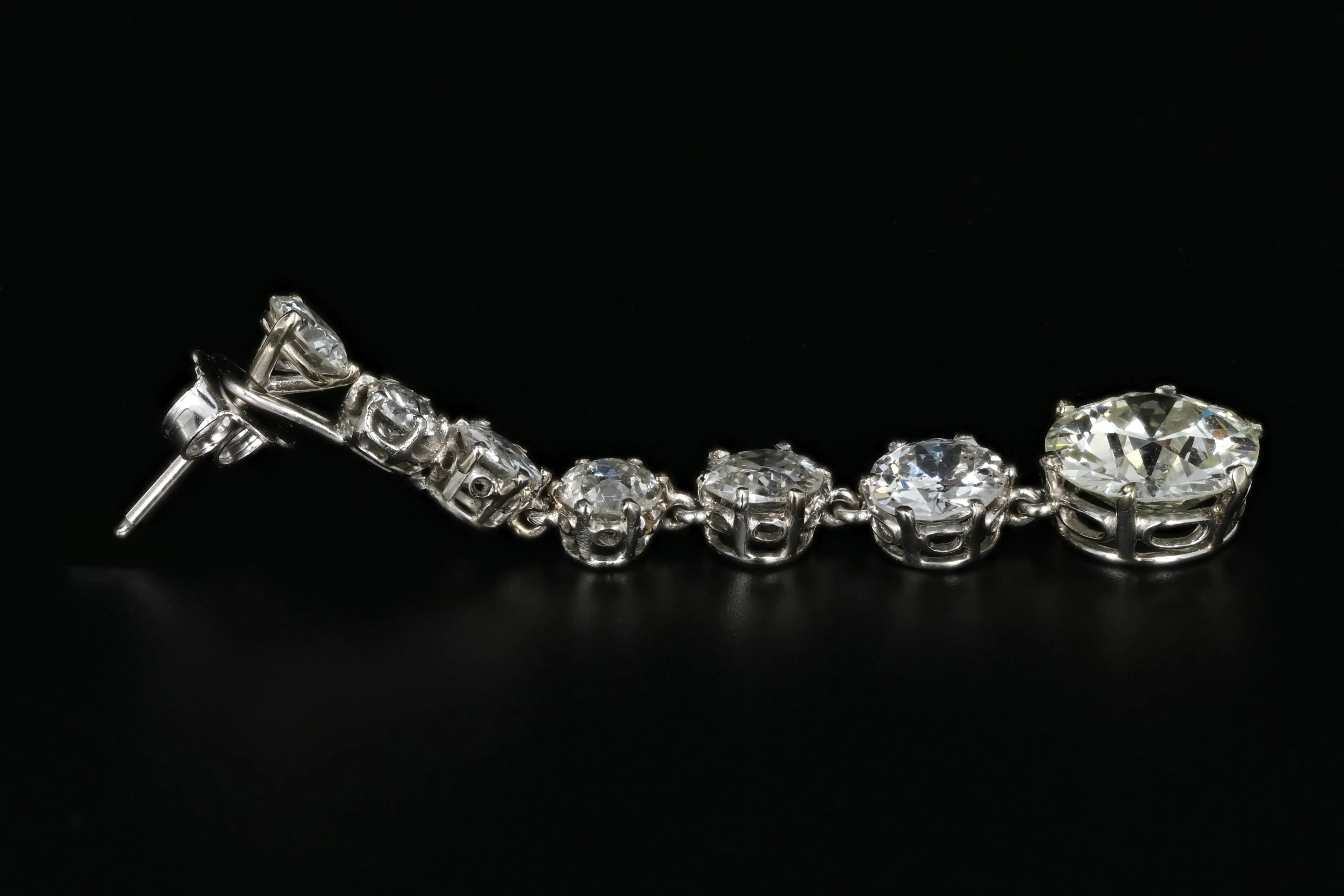 Edwardian Platinum 7.86 Carat Diamond Weight Total Earring Jackets
