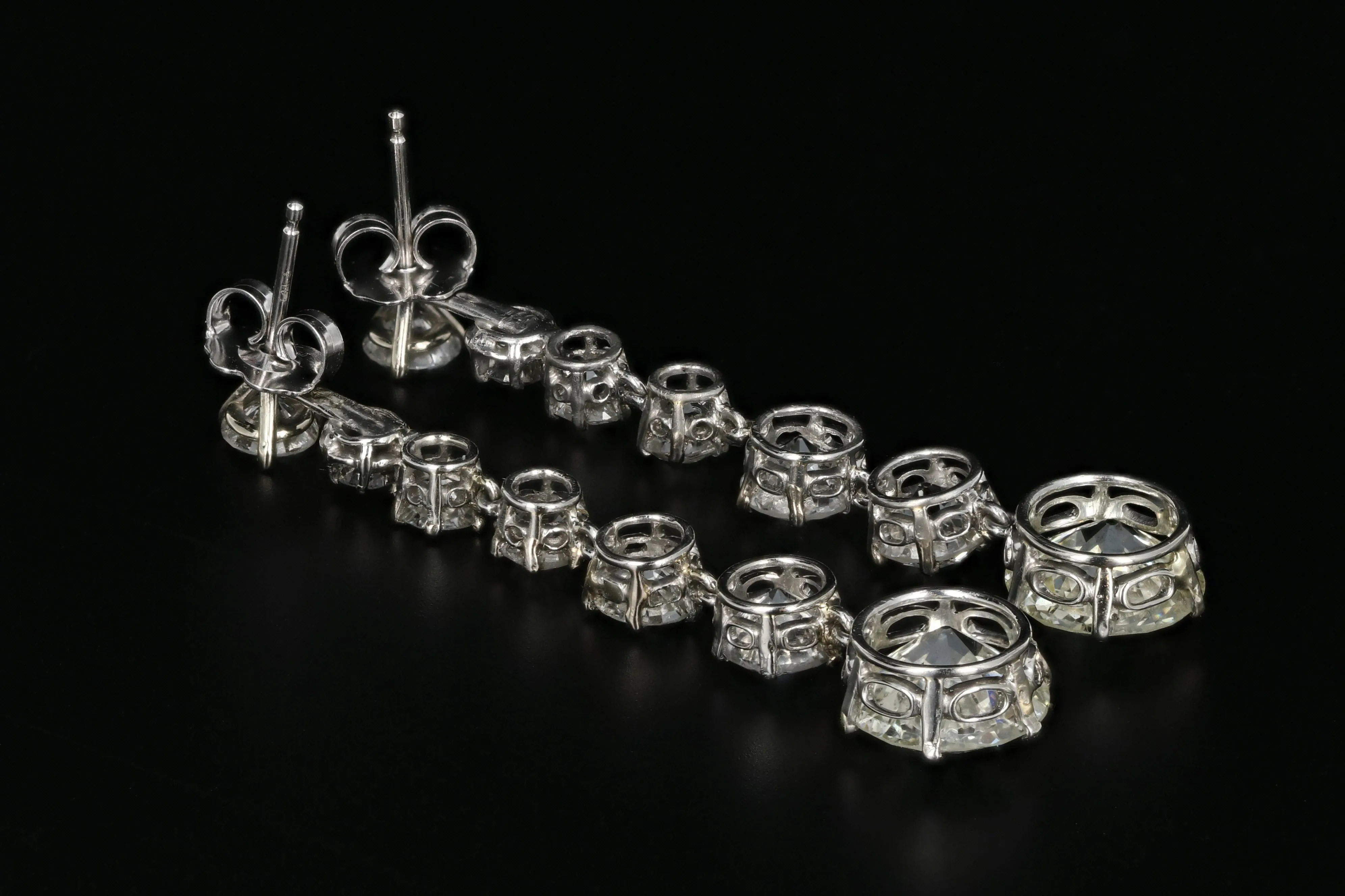 Edwardian Platinum 7.86 Carat Diamond Weight Total Earring Jackets