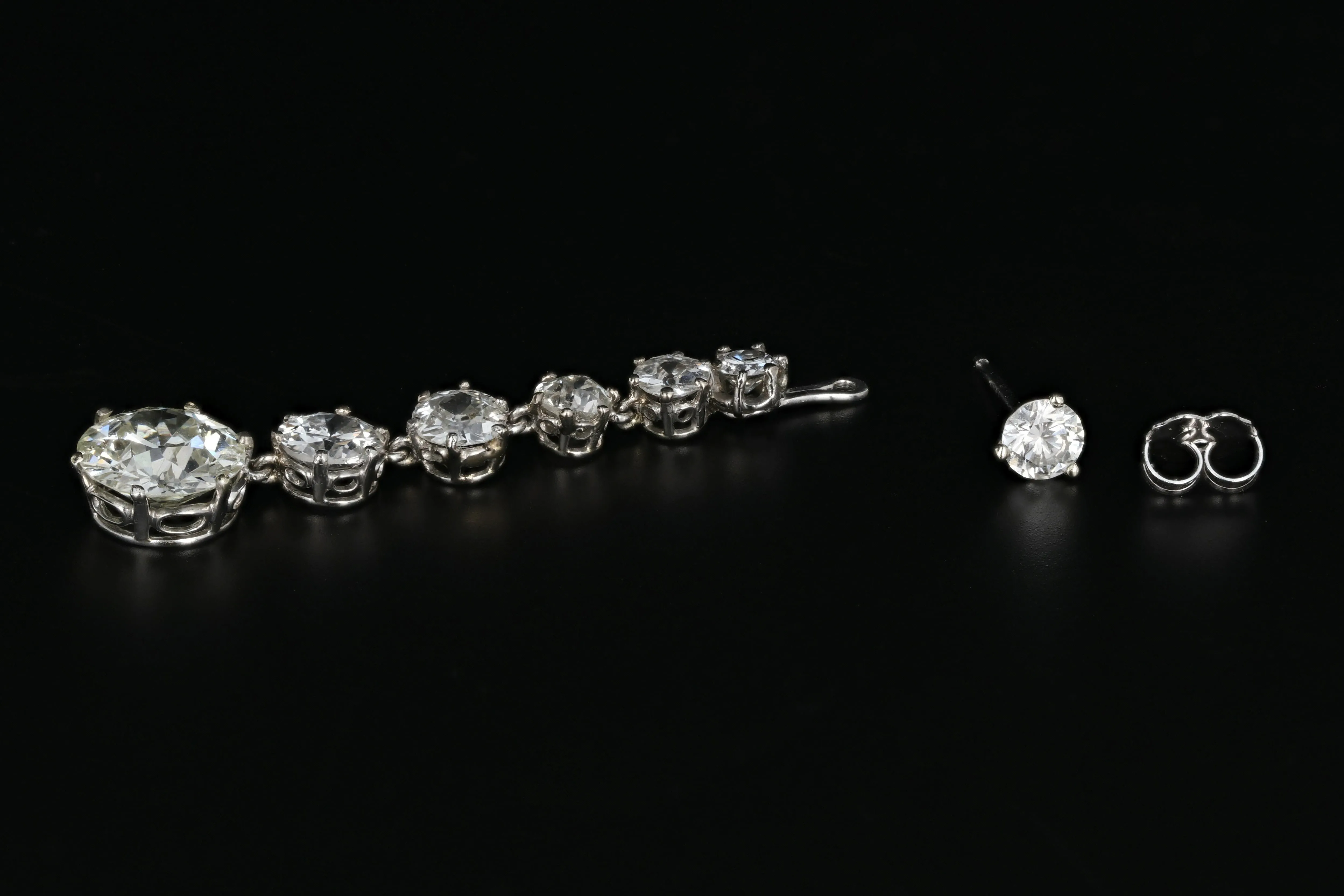 Edwardian Platinum 7.86 Carat Diamond Weight Total Earring Jackets