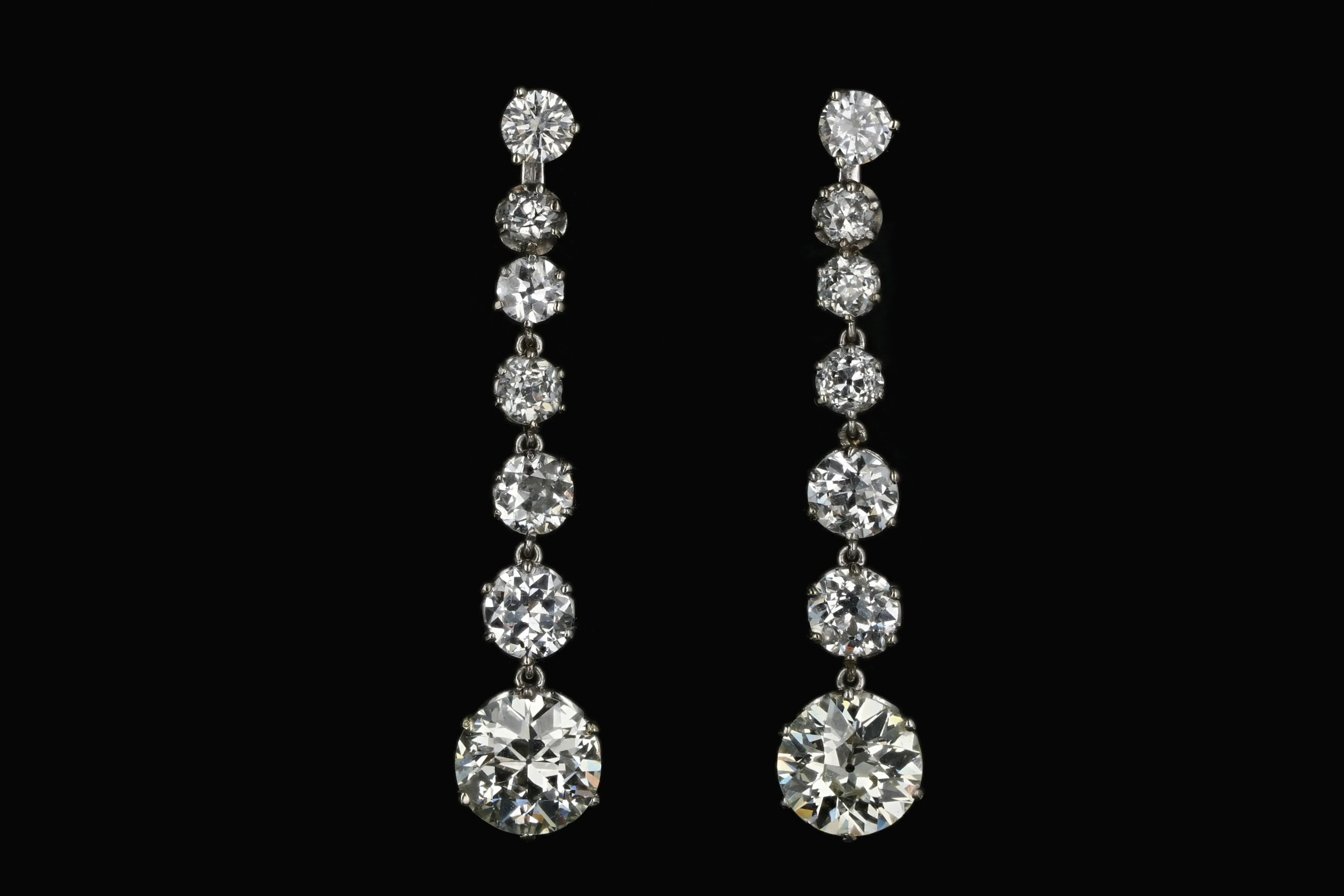 Edwardian Platinum 7.86 Carat Diamond Weight Total Earring Jackets