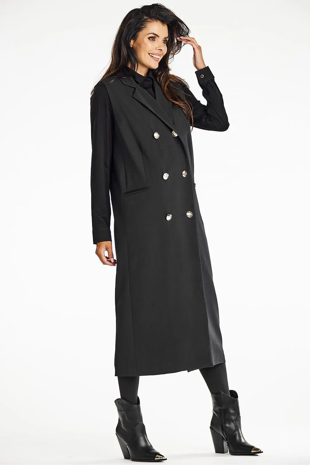 Elegant Double-Breasted Maxi Vest