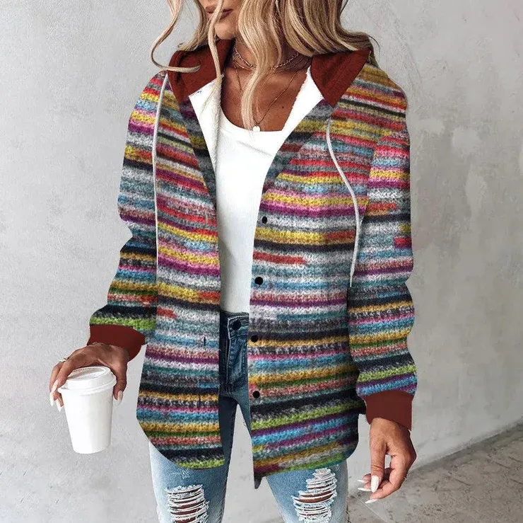 Elegant print hoodie outerwear - Stylish design for modern women