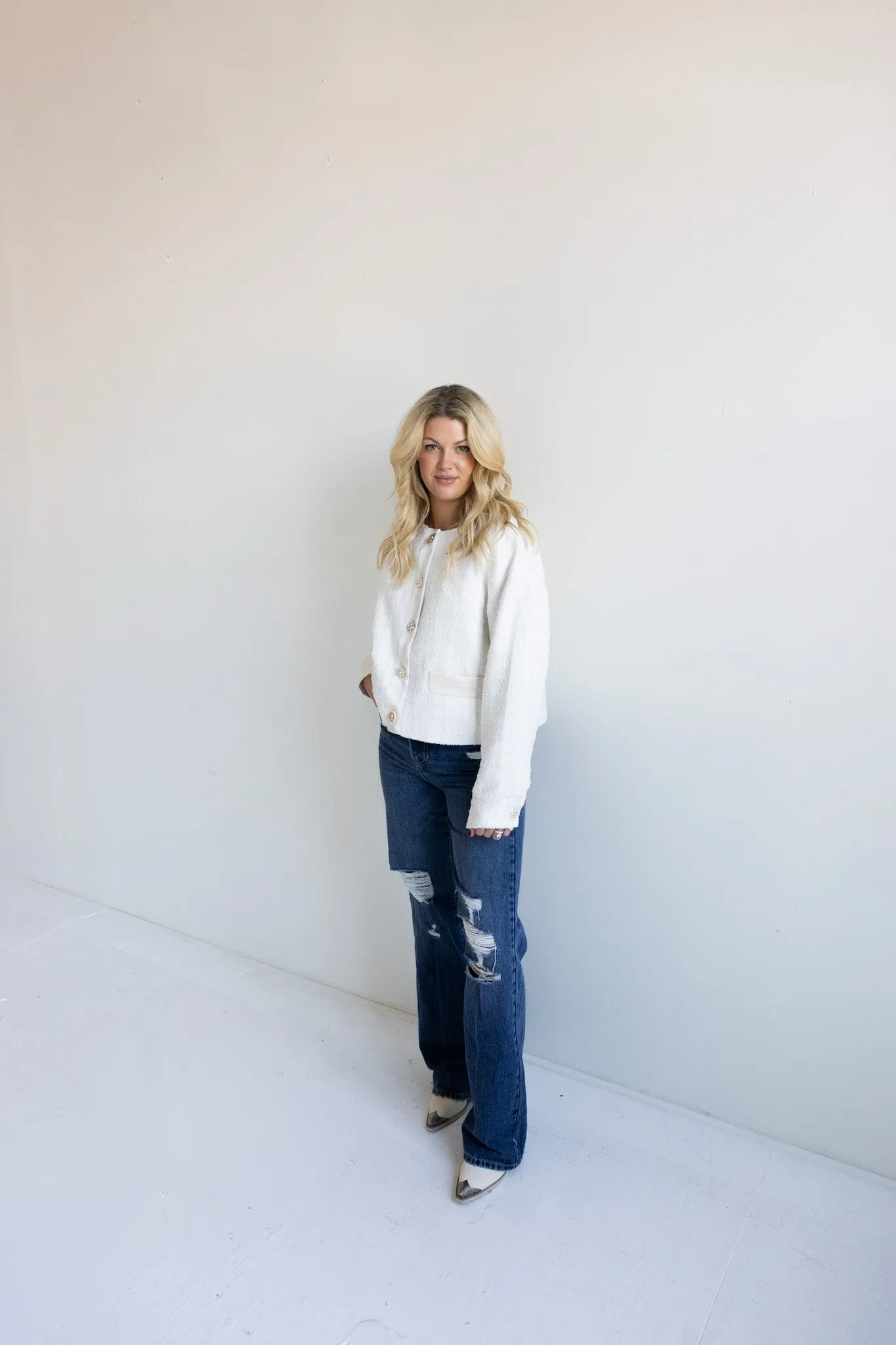 Elegant Textured Button-Up Sweater-Final Sale