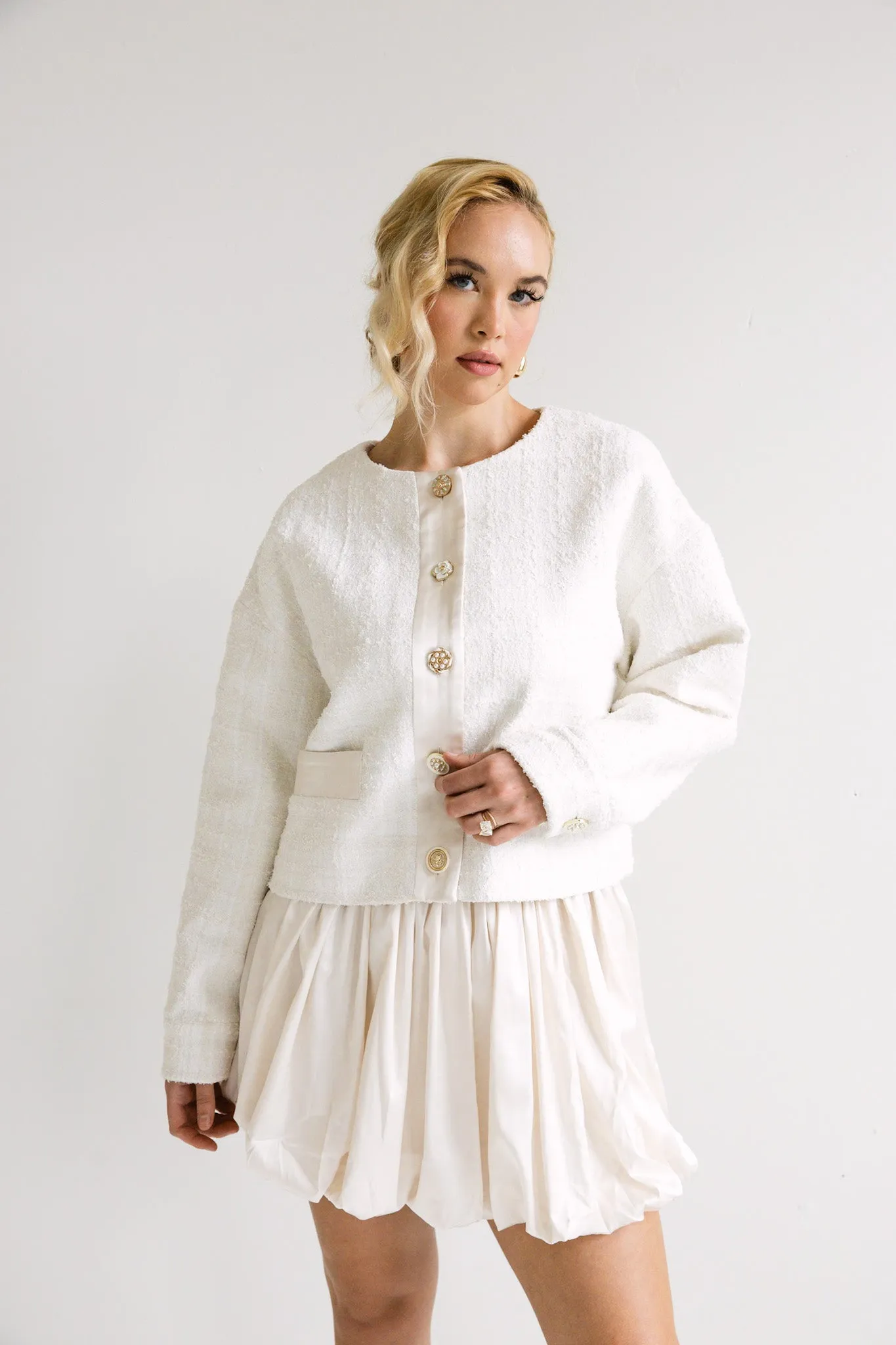 Elegant Textured Button-Up Sweater-Final Sale