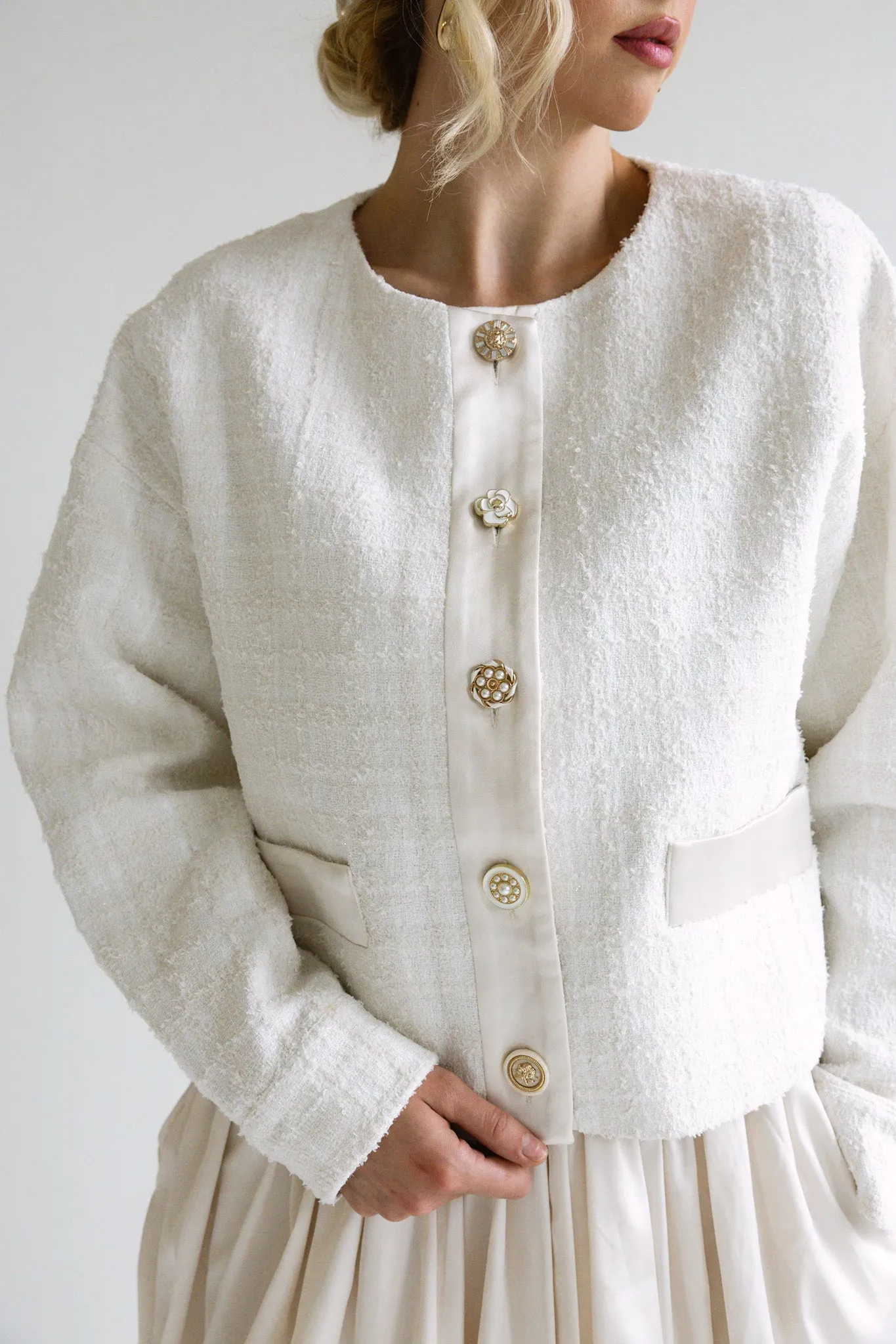 Elegant Textured Button-Up Sweater-Final Sale