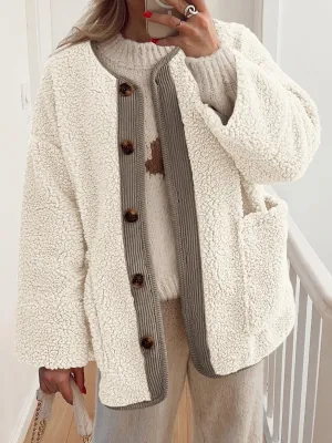 Emily Button Up Sherpa Jacket with Pockets