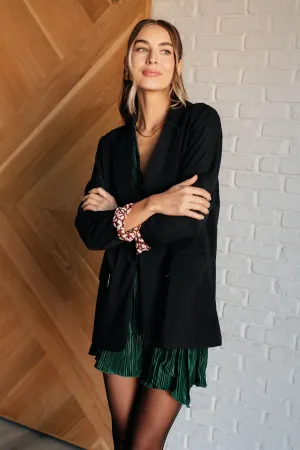 Evelyn Blazer – Black Tailored Cheetah-Lined Blazer