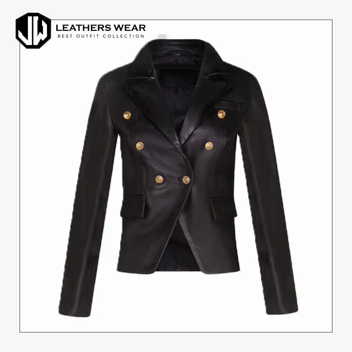 Faux Leather Blazer Womens