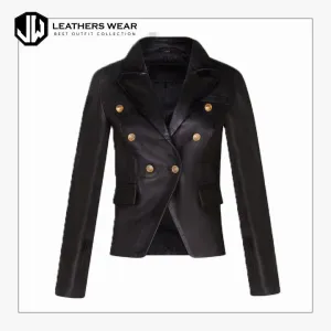 Faux Leather Blazer Womens