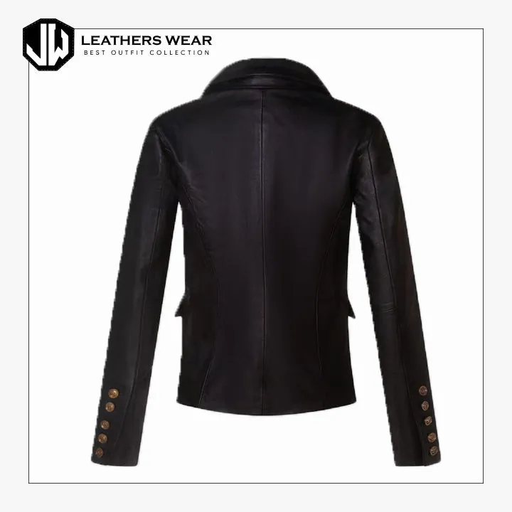 Faux Leather Blazer Womens