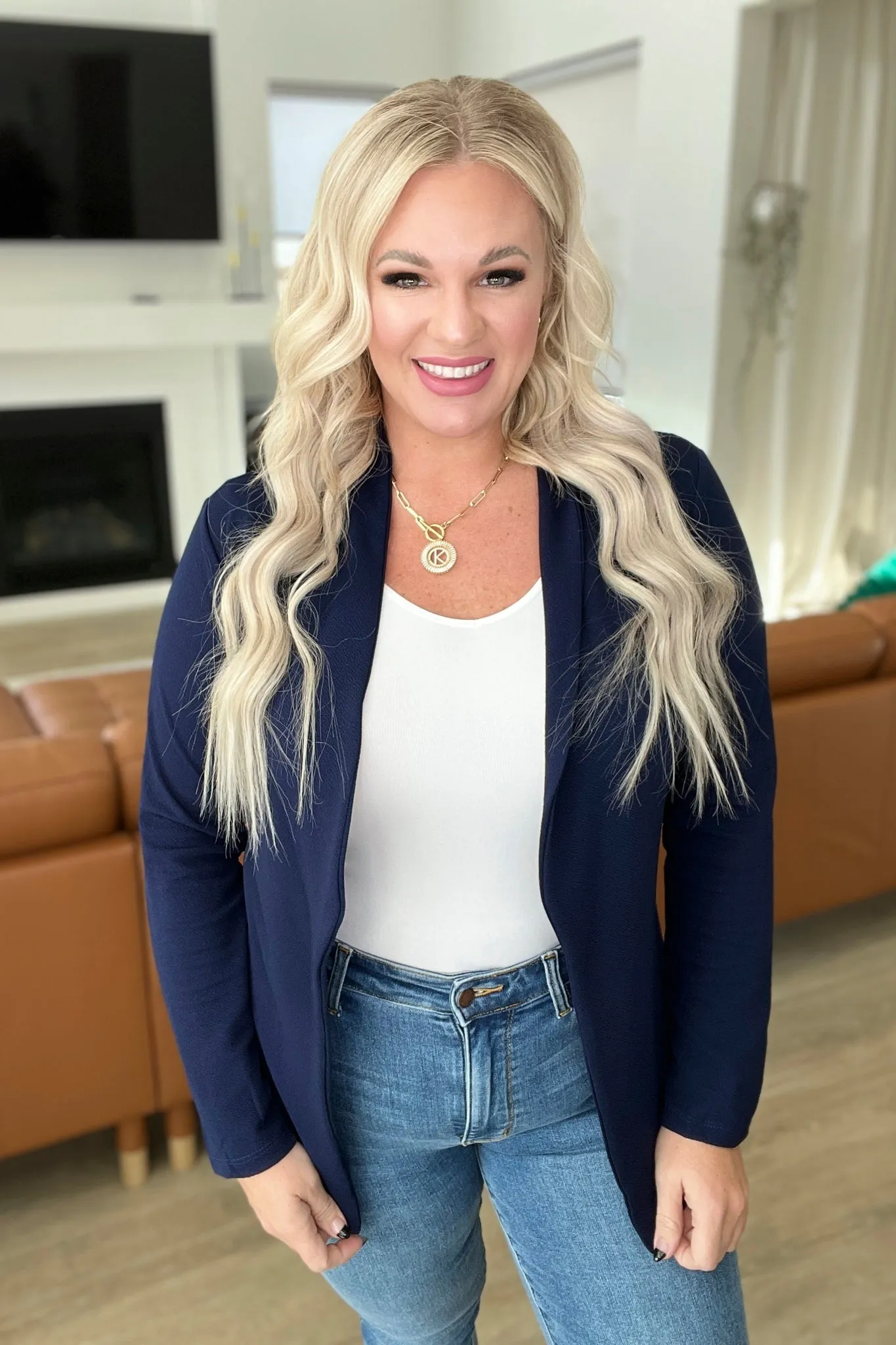 Fitted Blazer in Navy