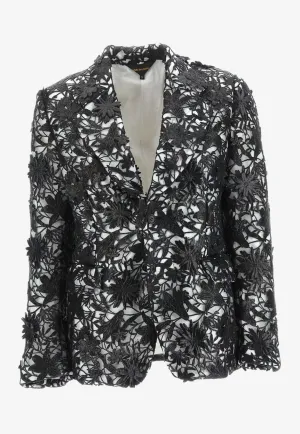 Floral Lace Single-Breasted Blazer