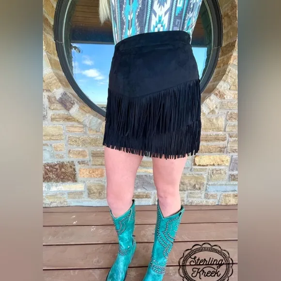 Fort Worth Fringe Skort - Black