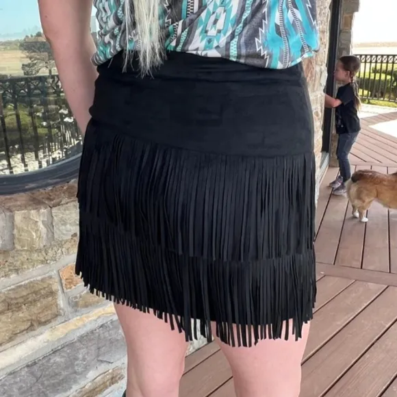 Fort Worth Fringe Skort - Black