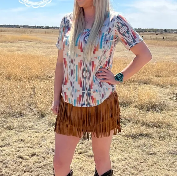 Fort Worth Fringe Skort - Brown