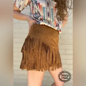 Fort Worth Fringe Skort - Brown