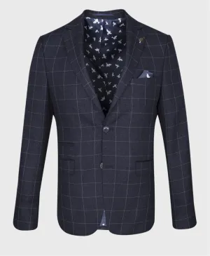 Fratelli Uniti Fjk1025 Checked Blazer Midnight Navy