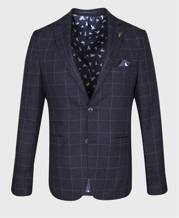Fratelli Uniti Fjk1025 Checked Blazer Midnight Navy