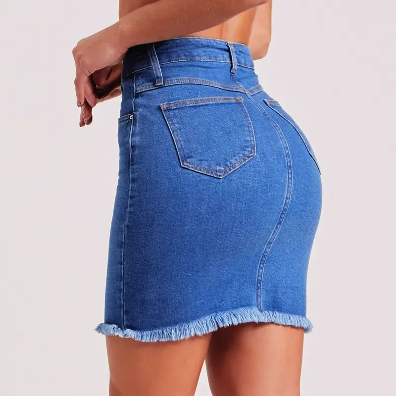 Fringe Appeal High Waist Denim Mini Skirt