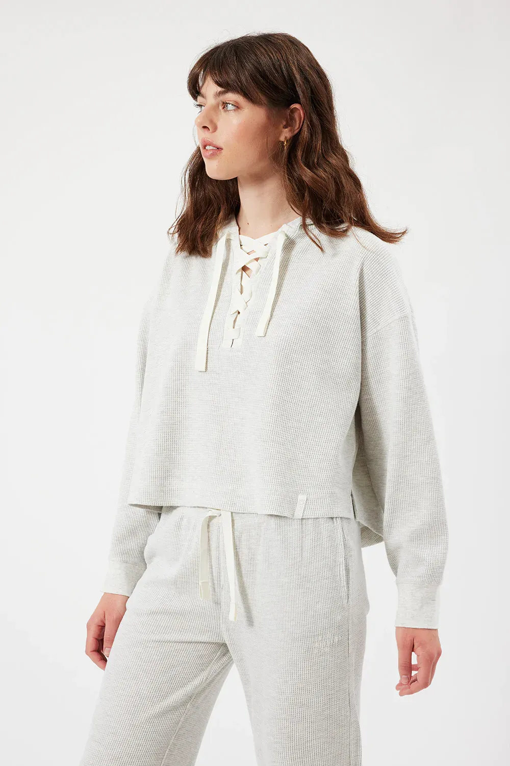 Front-Tie Thermal Hoodie