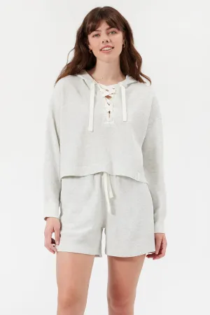 Front-Tie Thermal Hoodie