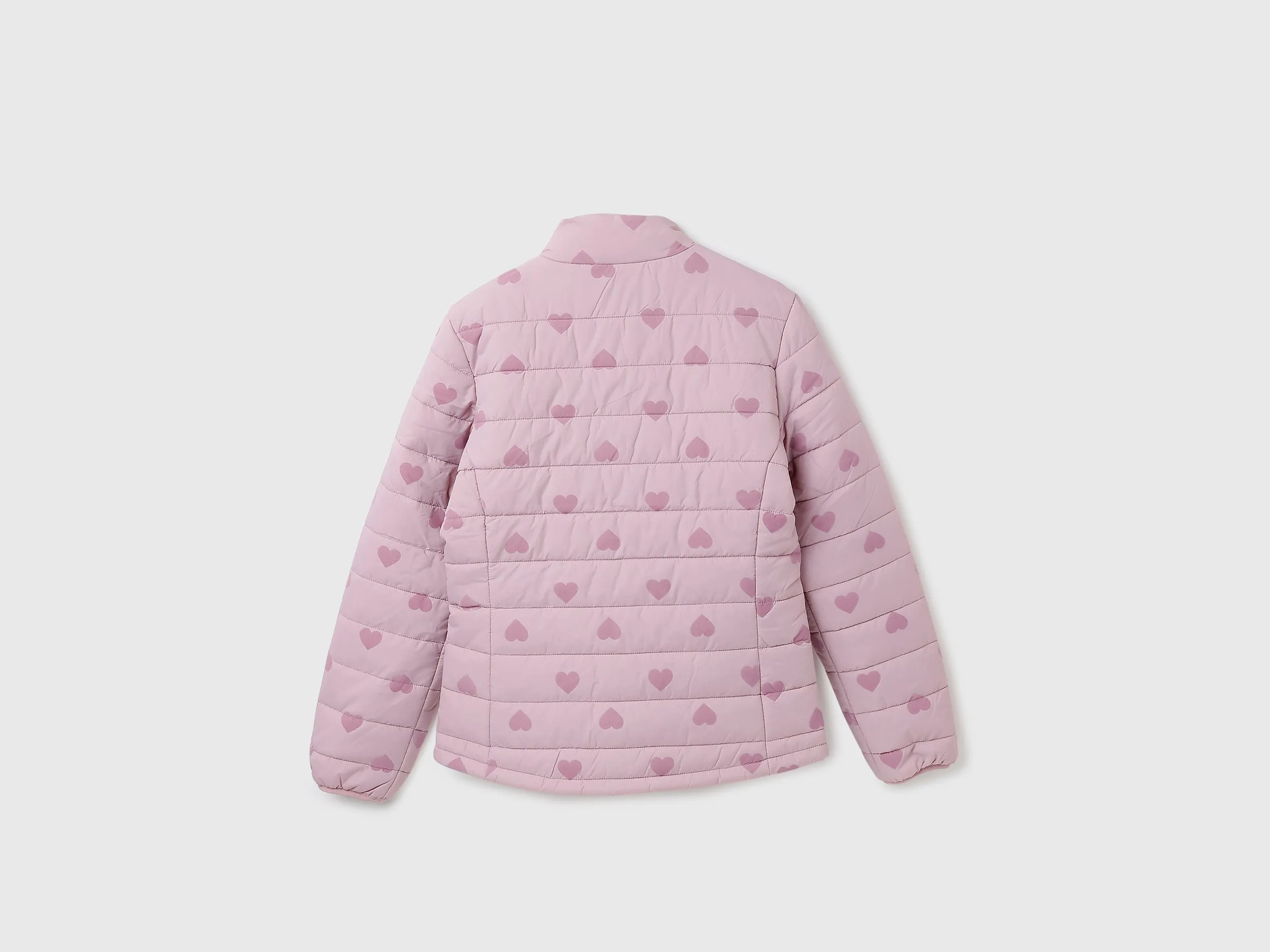Girl's Regular Fit Flock Heart Print Jacket