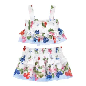 Girls White Fruit Beach Set