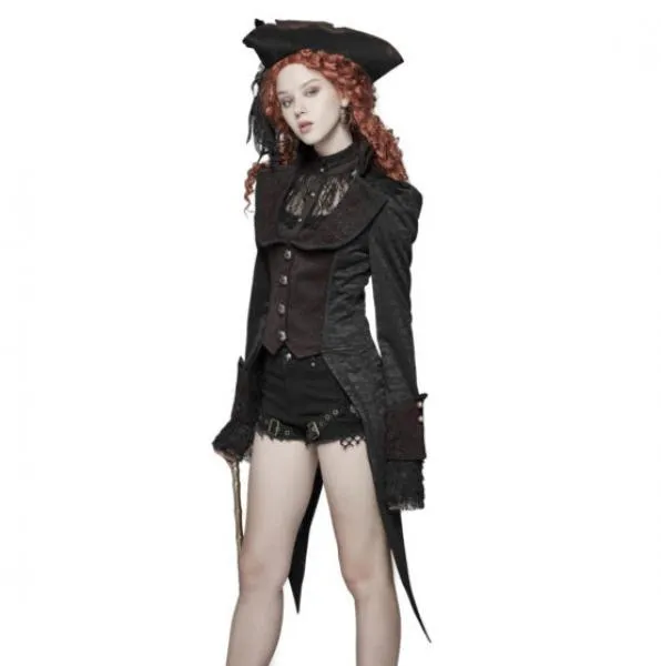 Gothic Dress Swallow Tail Coat - Black -